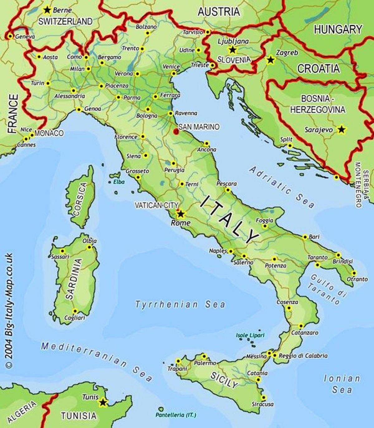 Carte de l'Italie et des pays limitrophes