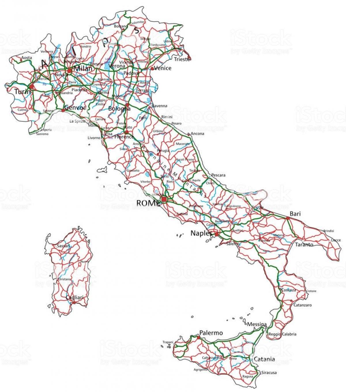 Carte des autoroutes d'Italie